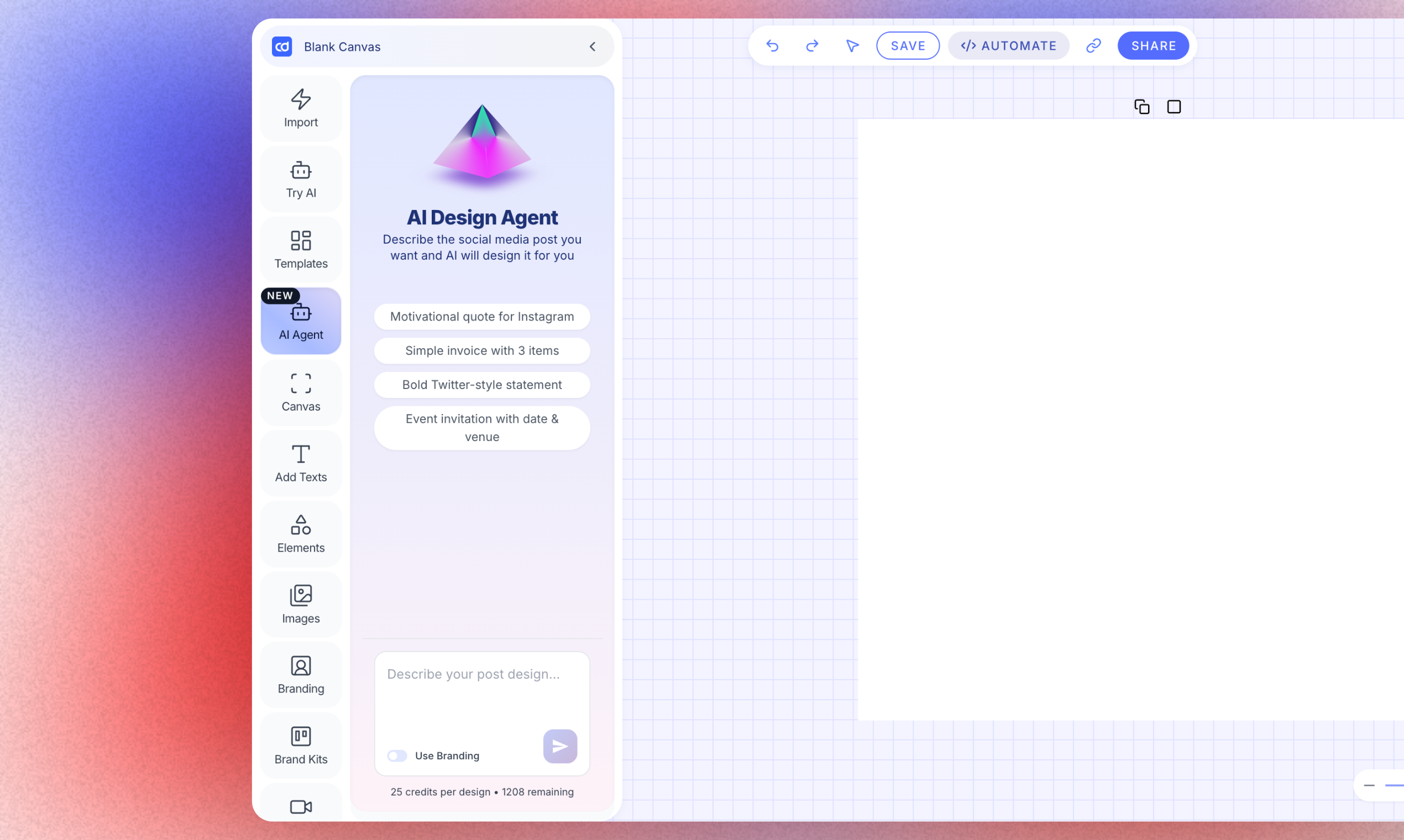 Contentdrips Design Agent - Screenshot 2 showing product features and functionality