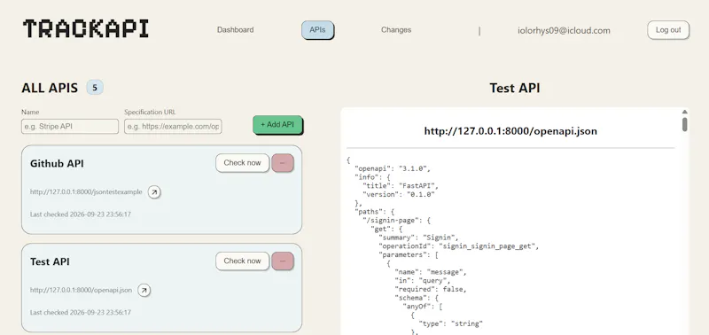 TrackAPI screenshot 2