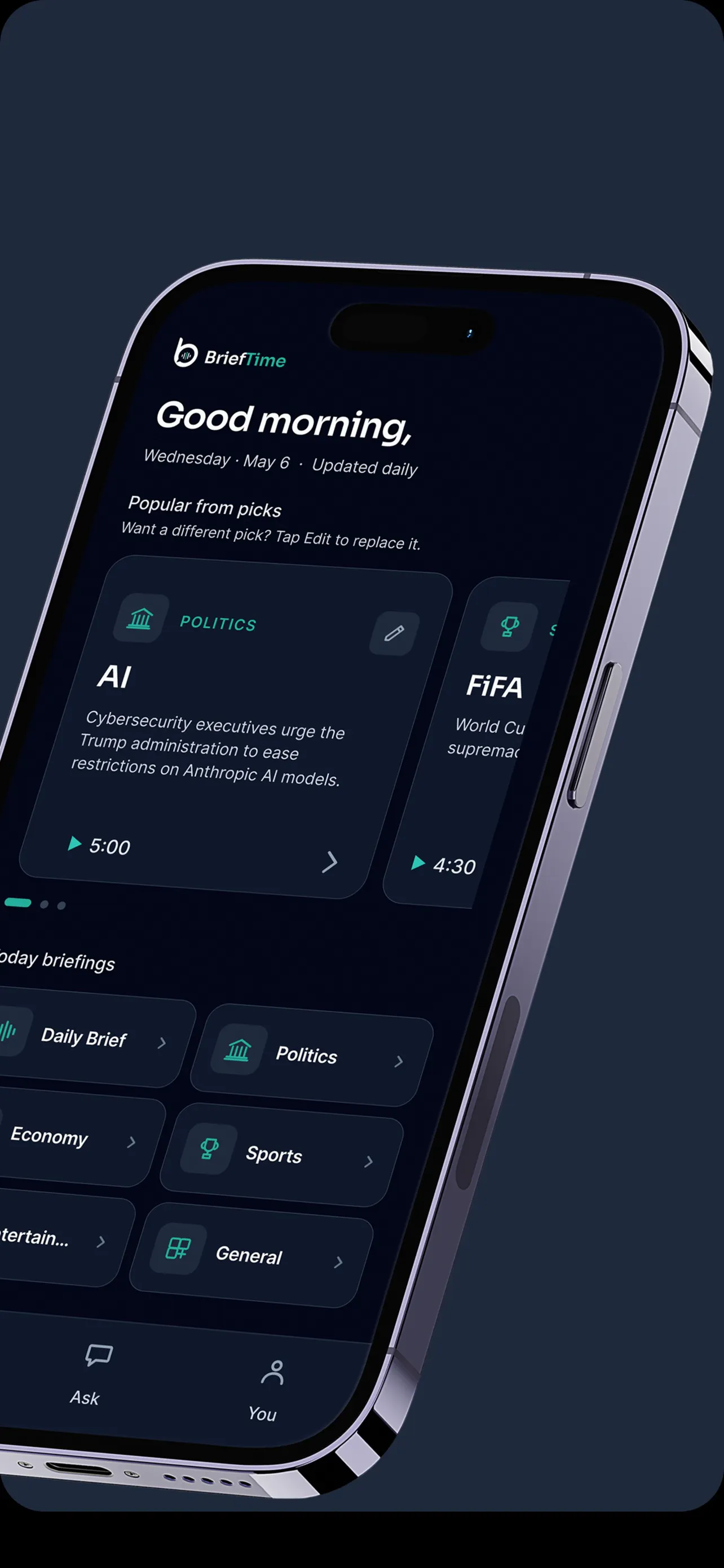 BriefTime — Five minutes. Feel smarter. screenshot