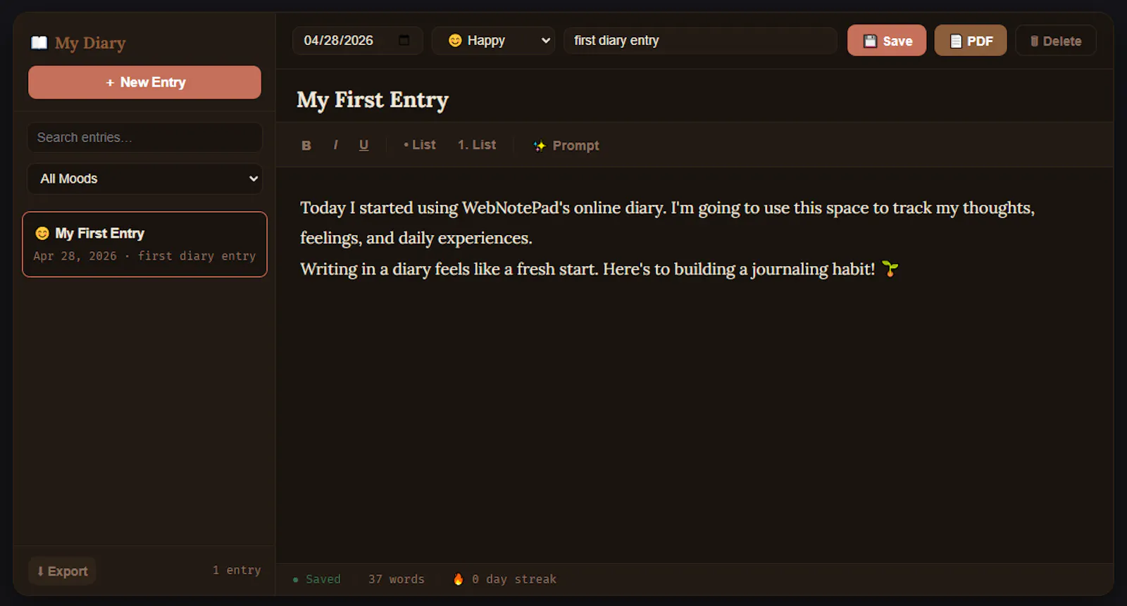 Notepad & Diary Online screenshot 4