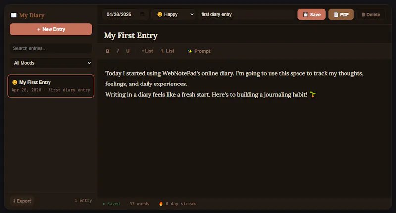 Notepad & Diary Online screenshot 4