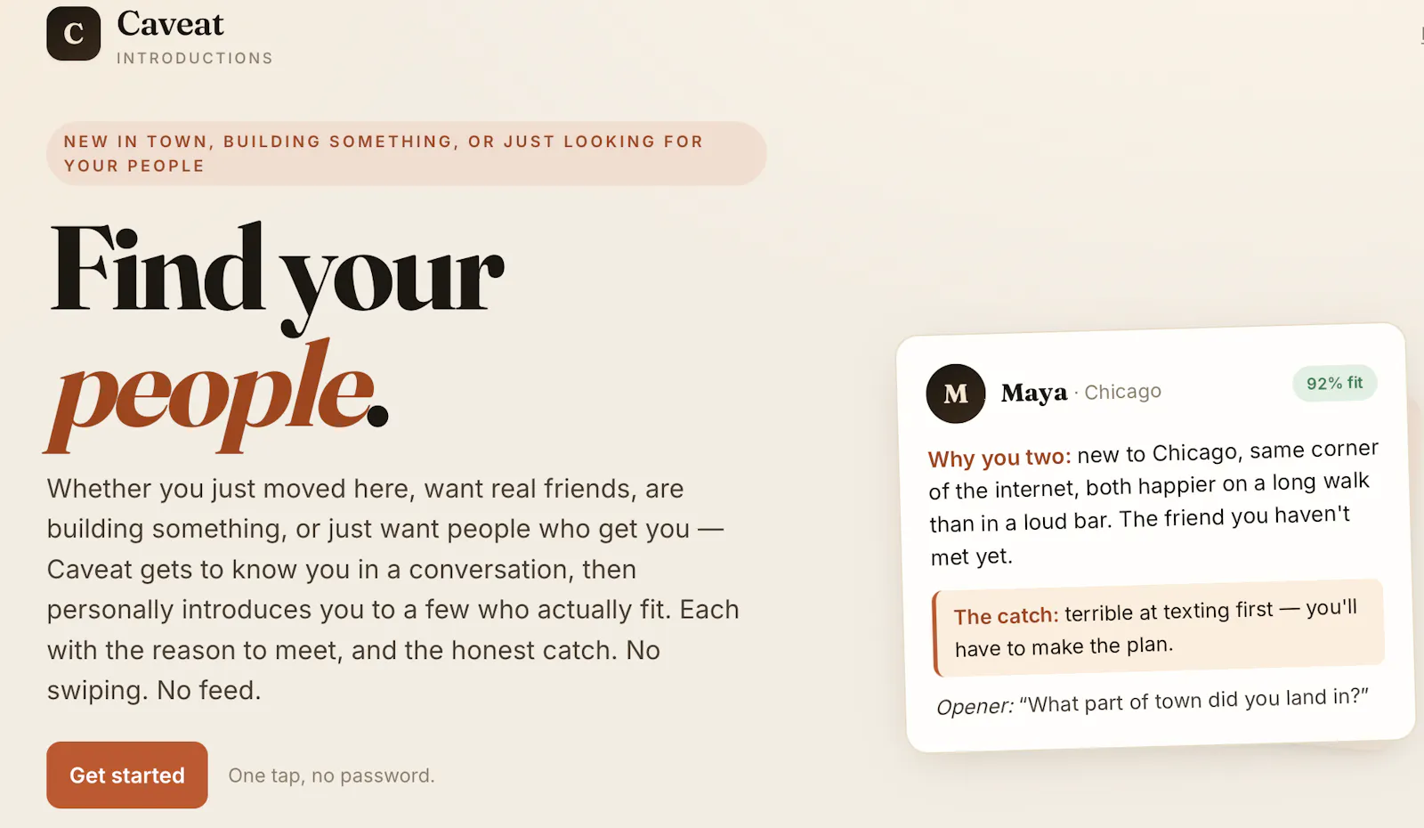 Caveat screenshot 1