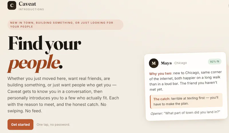 Caveat screenshot 1