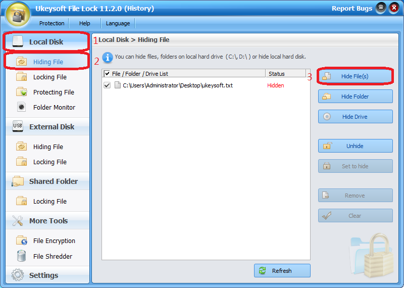 Verrouillage du fichier Ukeysoft media 1