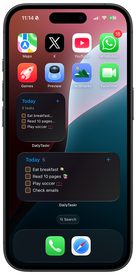 Dailytaskr: Widgets for Productivity - Main screenshot showing features and interface