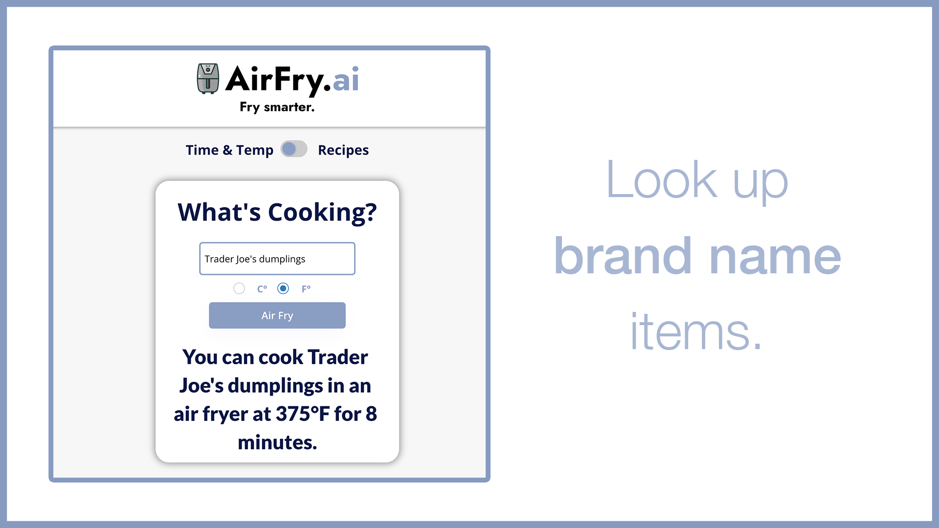 Media AirFry.ai - Dapatkan masa dan suhu yang tepat untuk makanan goreng udara anda 3