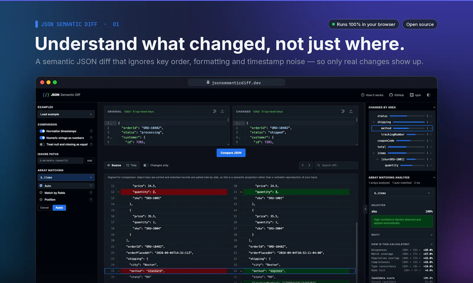 JSON Semantic Diff screenshot 2