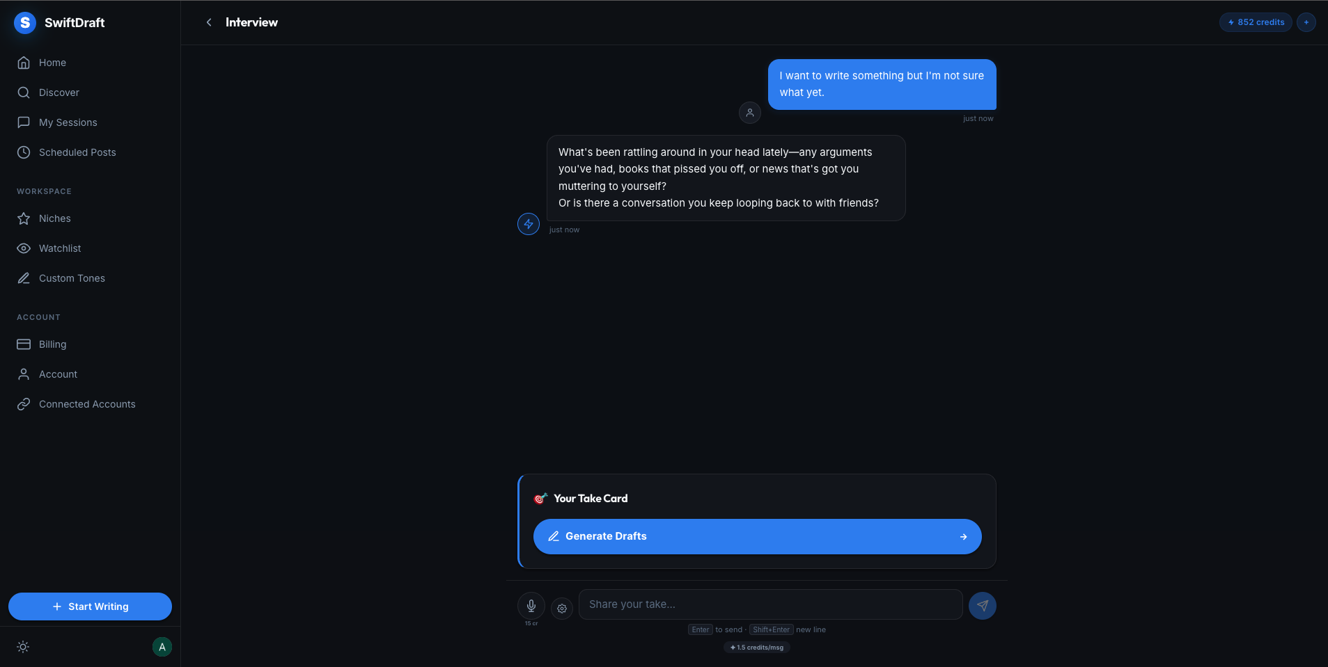SwiftDraft: - Screenshot 3 showing product features and functionality