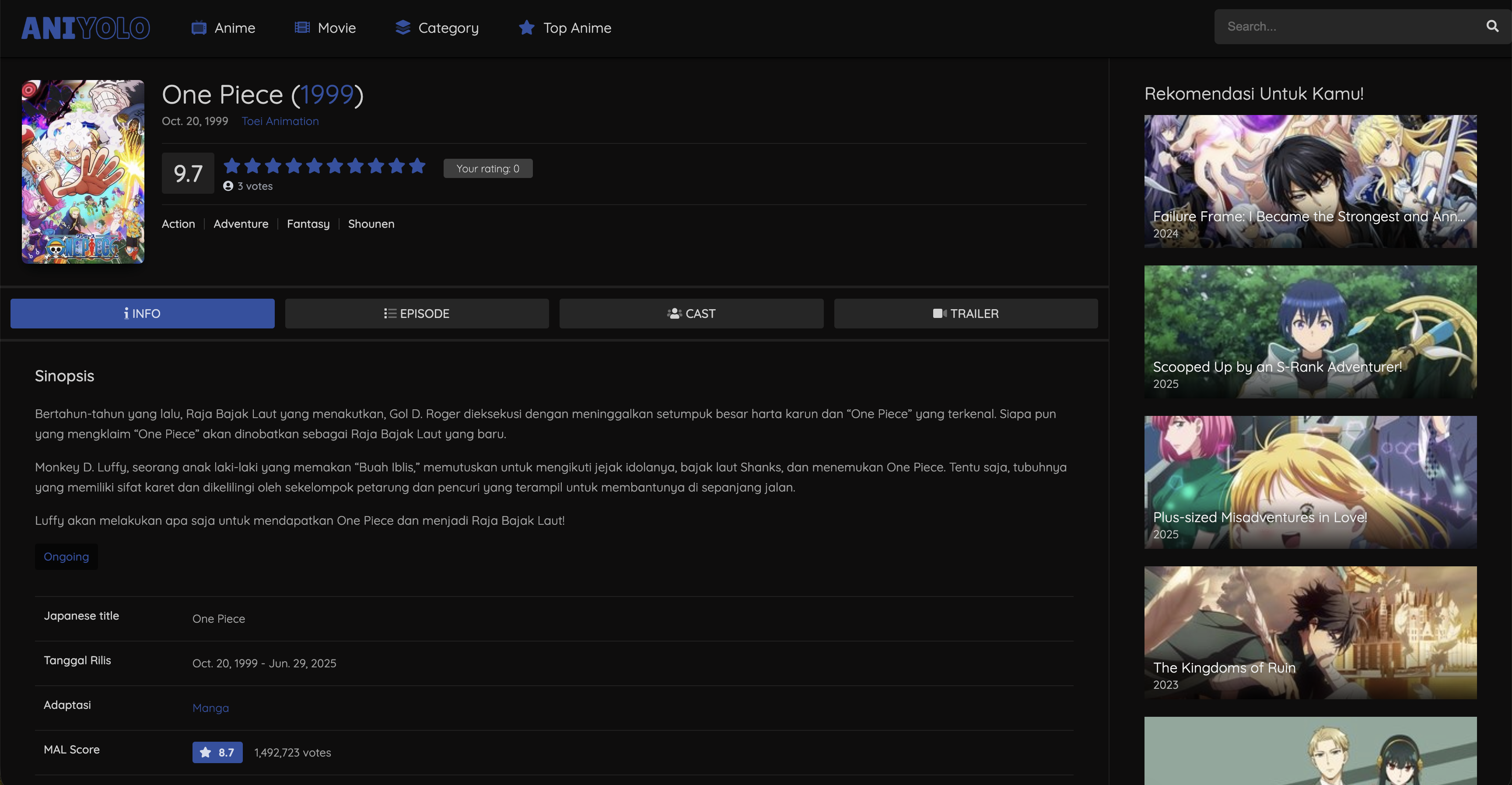 AniYolo - Screenshot 3 showing product features and functionality
