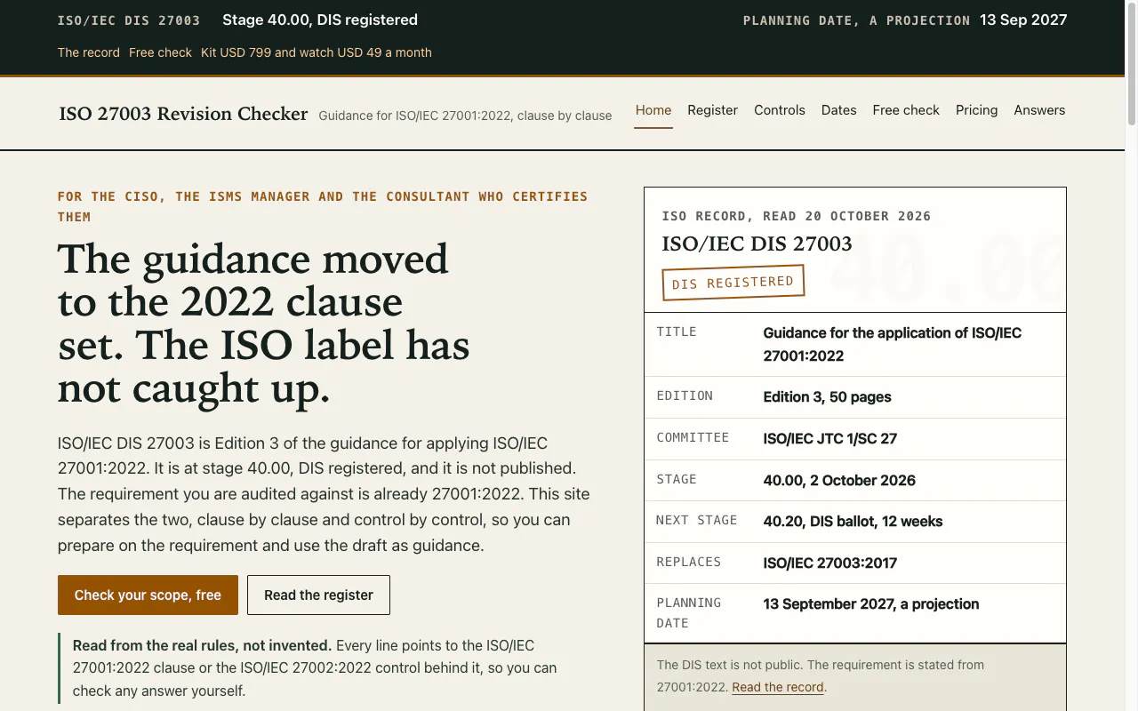 ISO 27003 Revision Checker gallery image