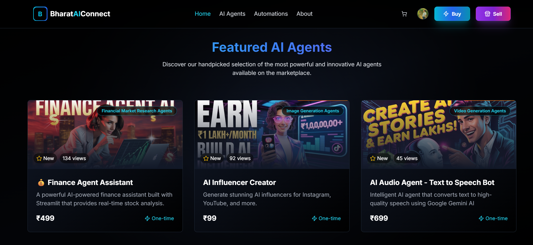 وسائط بهارات AI Connect - Marketplace لوكلاء الذكاء الاصطناعي والأتمتة 3