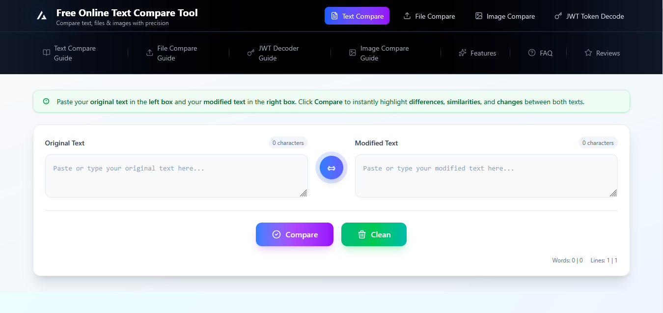 Free Online Text Compare Tool gallery image