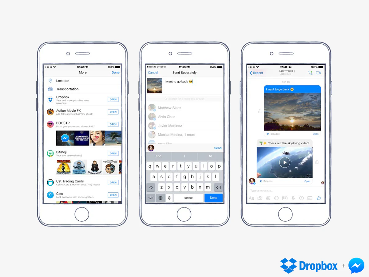Dropbox integration with Facebook Messenger