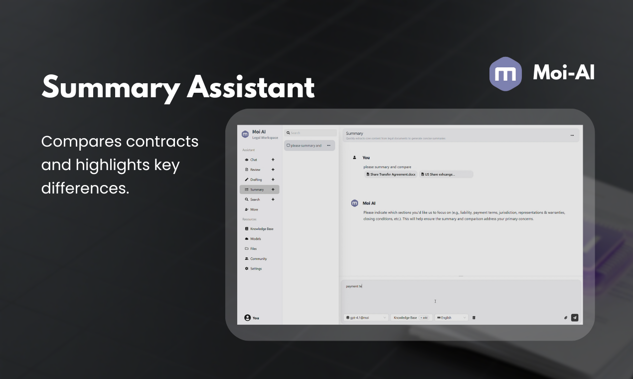Moi AI - assistant for enterprise legal  gallery image