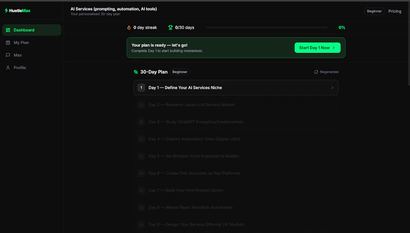 HustleMax — Your Personal Hustle Coach screenshot 2