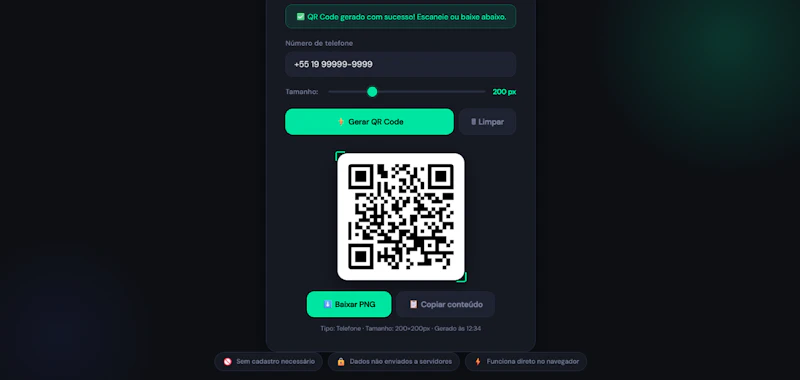 QRForge — Gerador de QR Code Gratuito screenshot 2