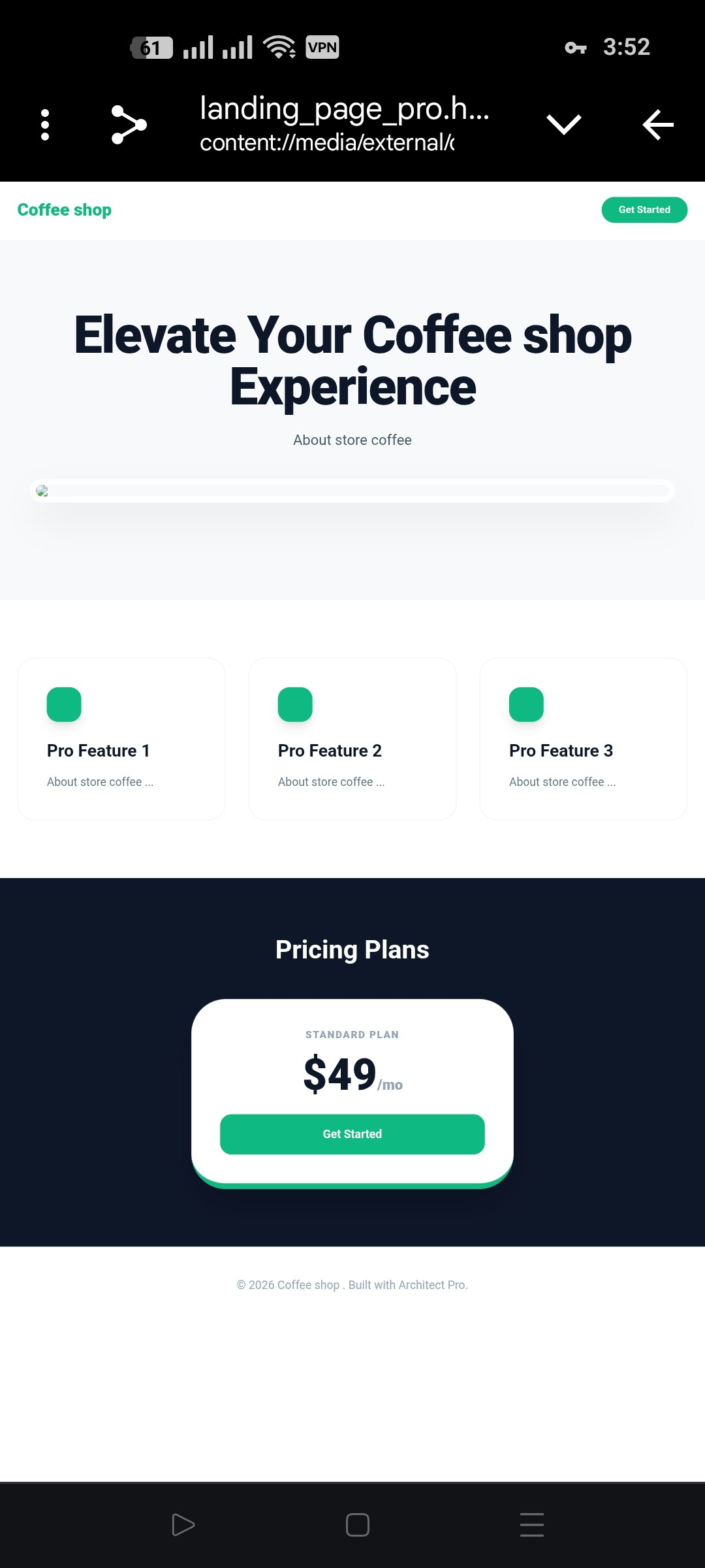 AI Landing Page Generator - Screenshot 4 showing product features and functionality