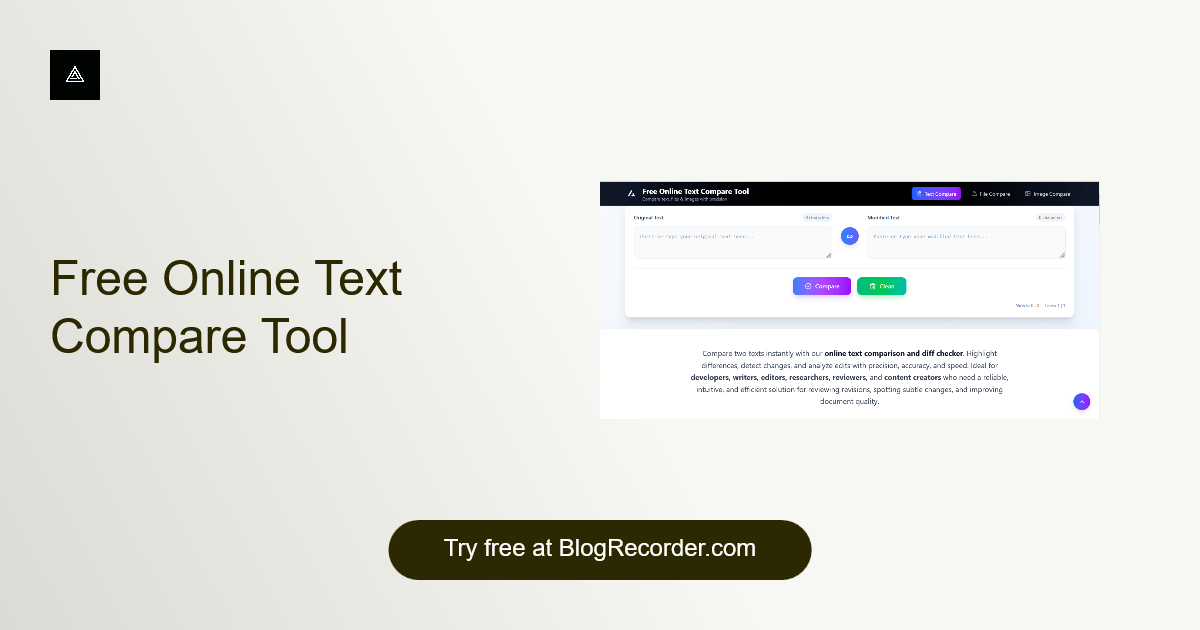 Free Online Text Compare Tool gallery image