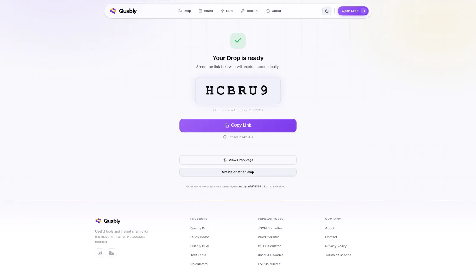 Quably Drop — Share Files Without Signup screenshot 2