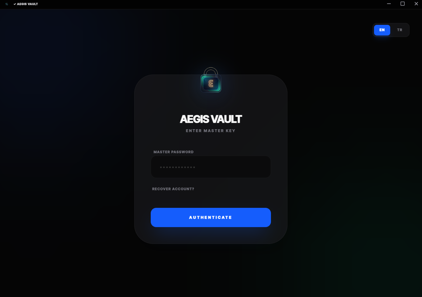 Aegis Vault - Main product screenshot demonstrating key features and user interface