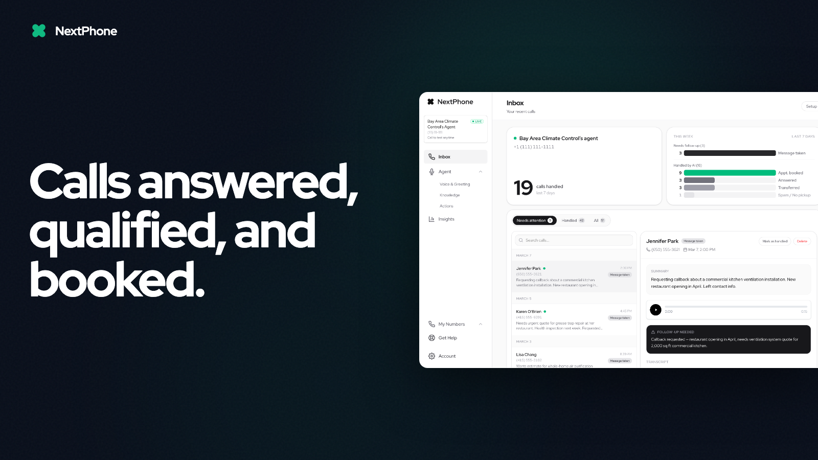 NextPhone - AI Answering Service - Screenshot 2 showing product features and functionality