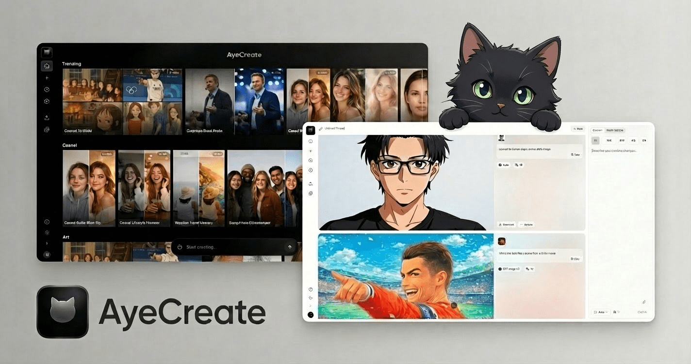 AyeCreate V2 - Main product screenshot demonstrating key features and user interface