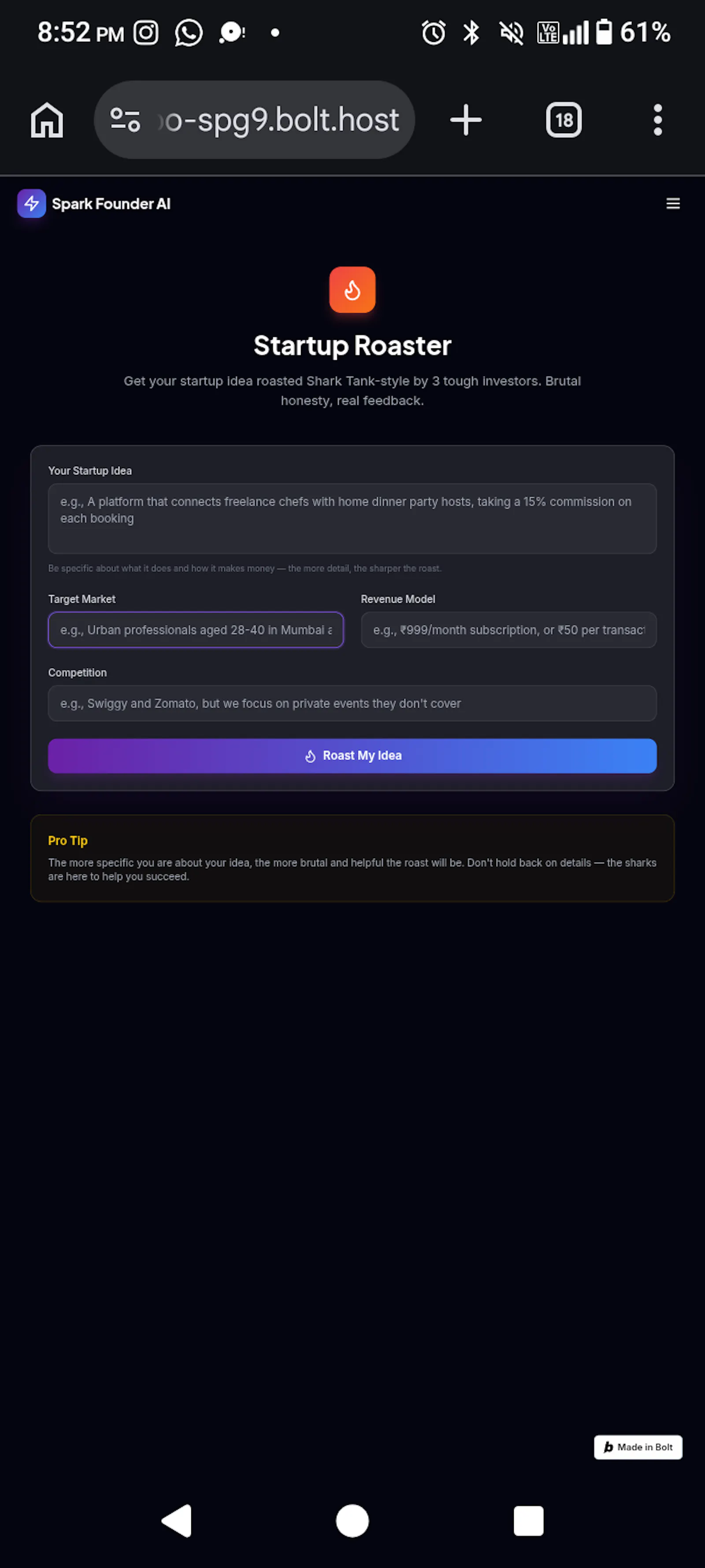 SPARK FOUNDER AI -YOUR CO FOUNDER  screenshot 3