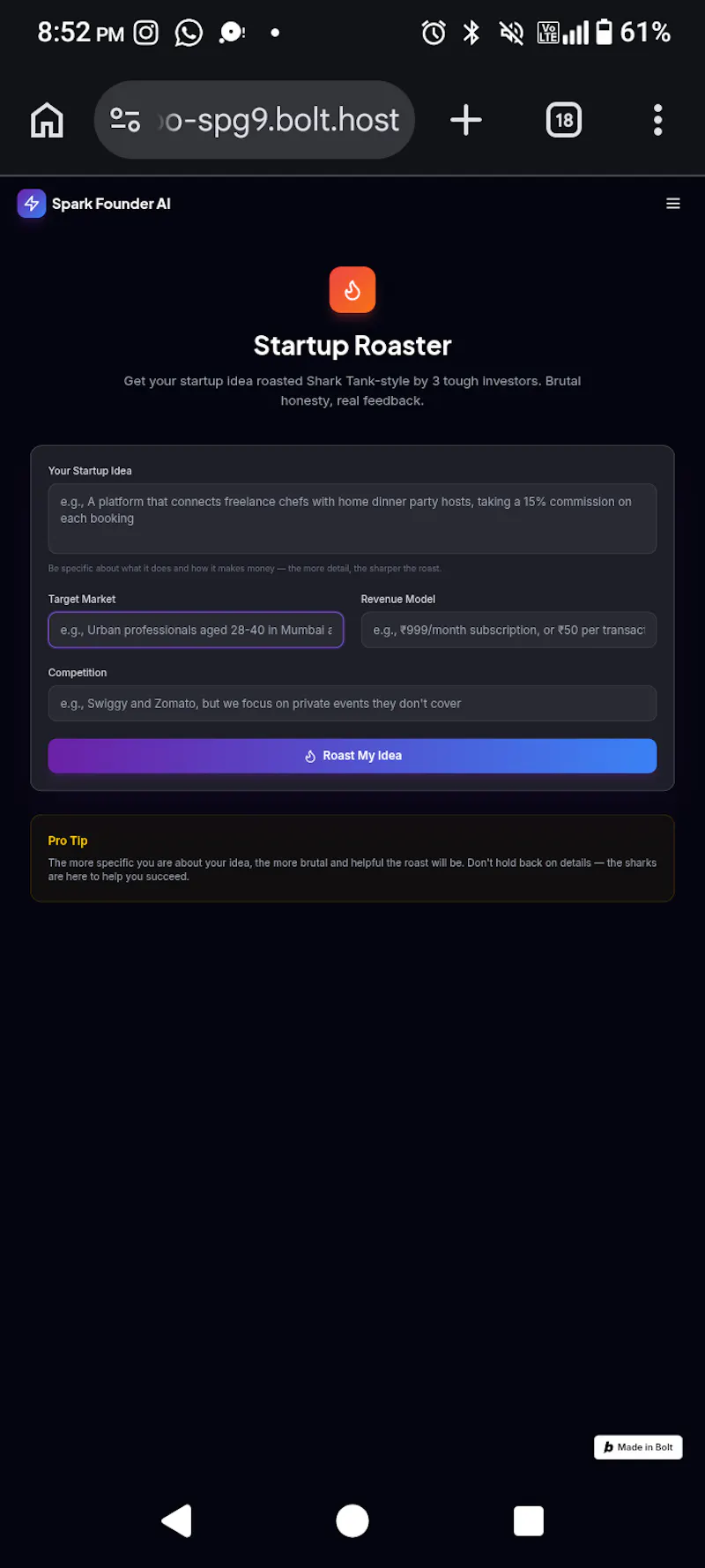 SPARK FOUNDER AI -YOUR CO FOUNDER  screenshot 3