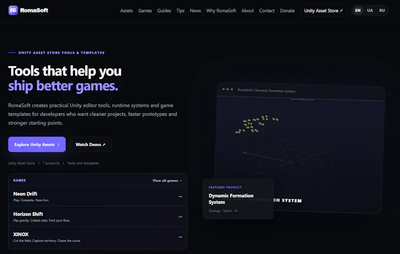 RomaSoft – Unity Tools & Templates screenshot 2