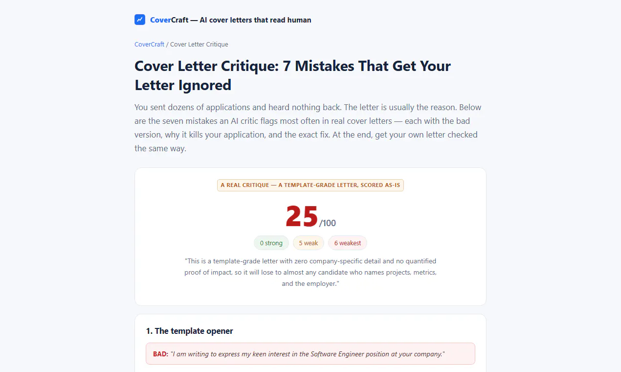 CoverCraft – AI Cover Letter Generator gallery image