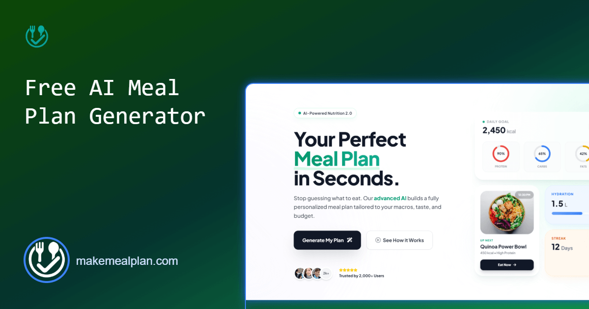 MakeMealPlan - Main product screenshot demonstrating key features and user interface