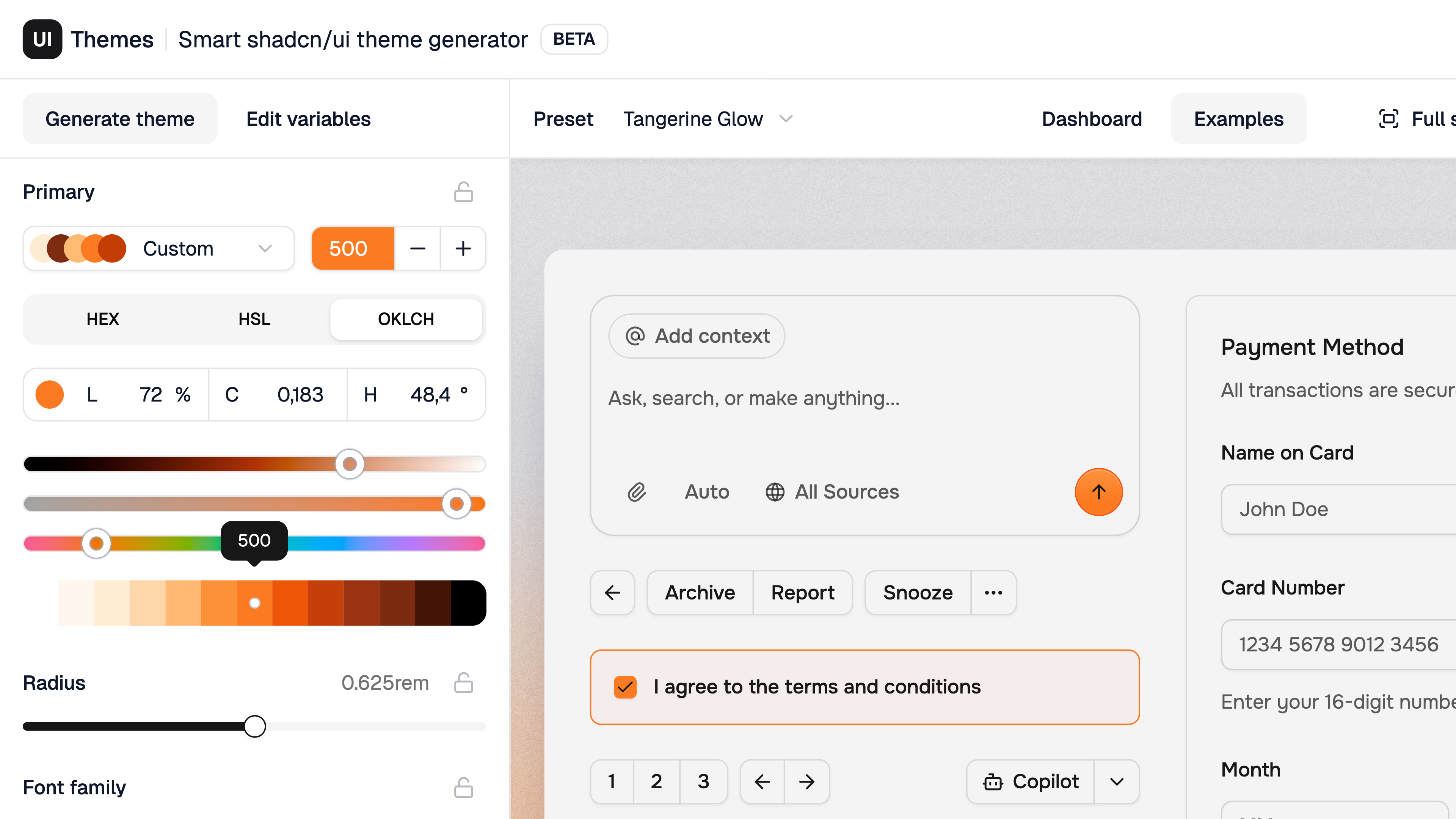 Smart shadcn/ui theme generator gallery image