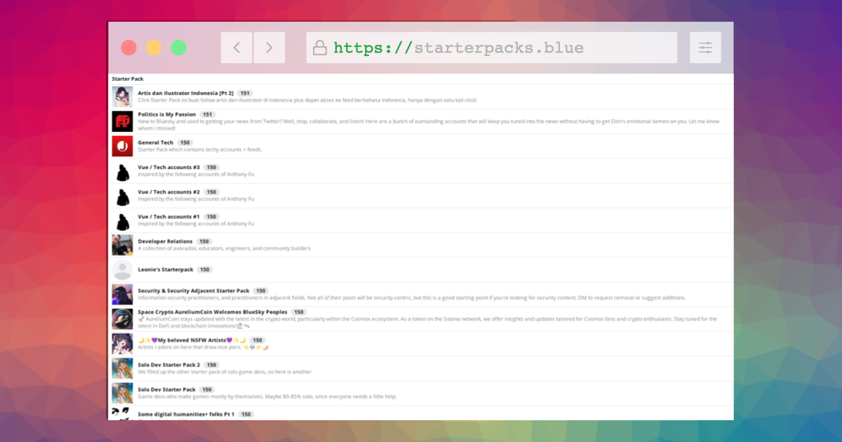 1800+ Starter Packs for Bluesky gallery image