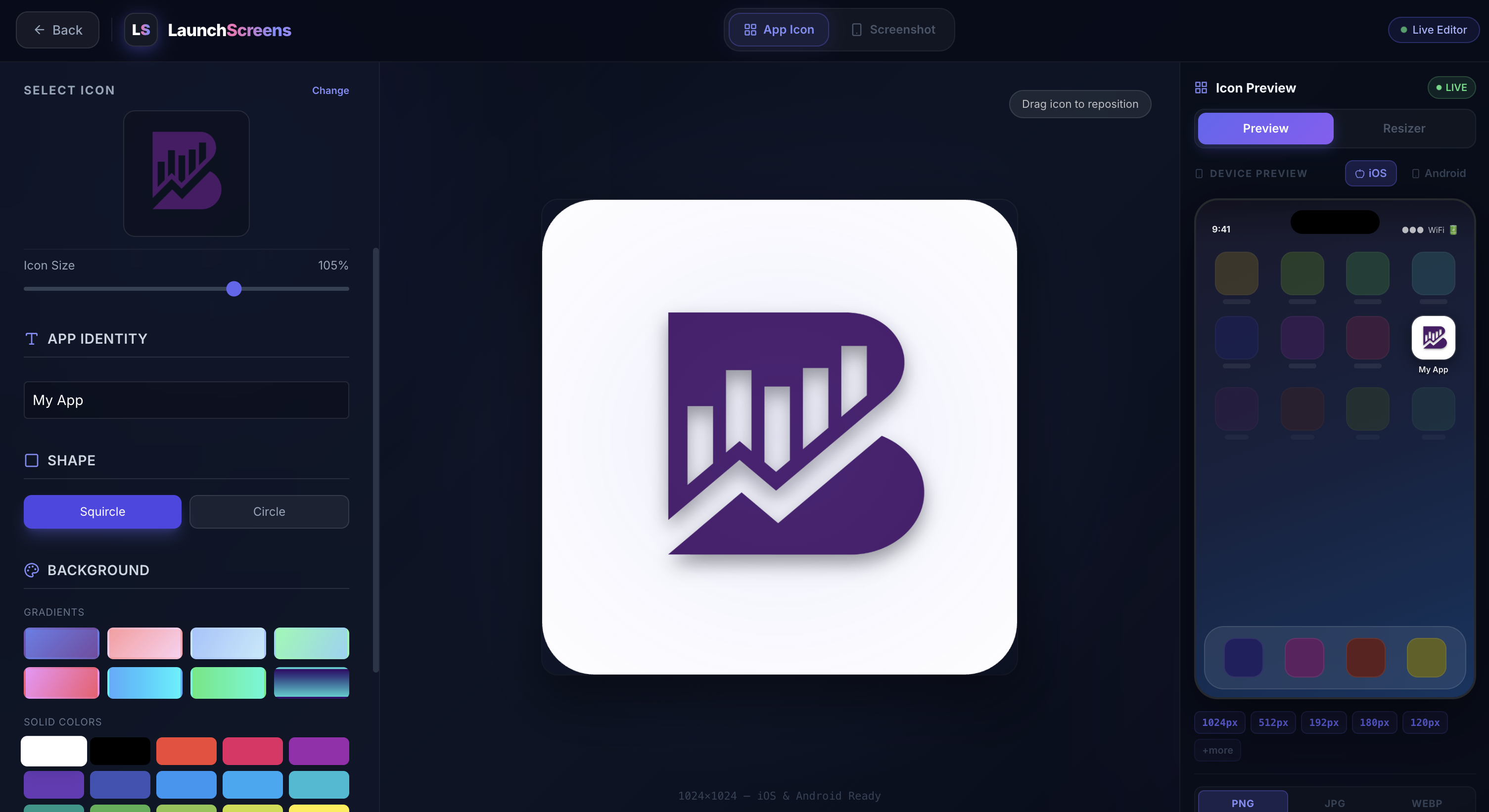 LaunchScreens - Screenshot 2 showing product features and functionality