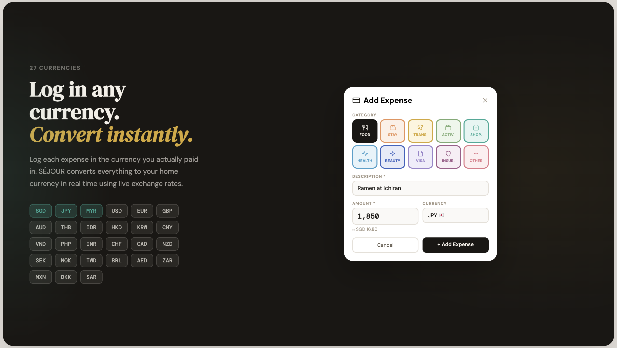 SÉJOUR — Travel Expense Tracker gallery image