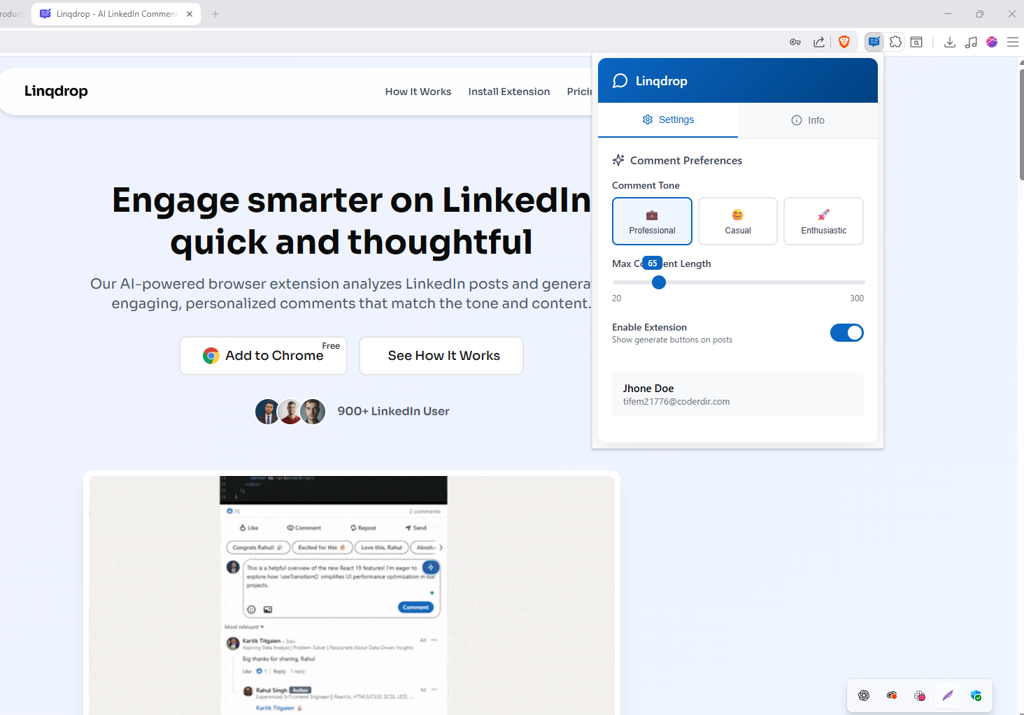 Linqdrop - Linqdrop-Comentarios de LinkedIn que suenan humanos, impulsados por AI media 2