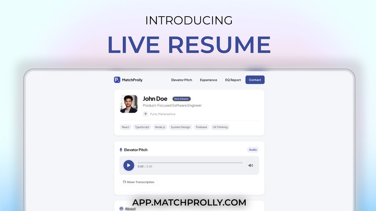 MatchProlly - Live Resume gallery image