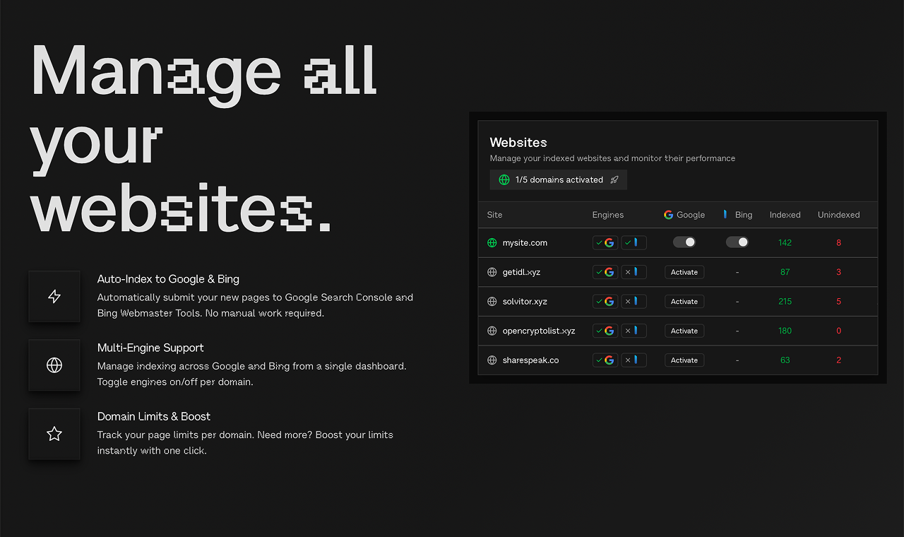 IndexMachine - Screenshot 2 showing product features and functionality
