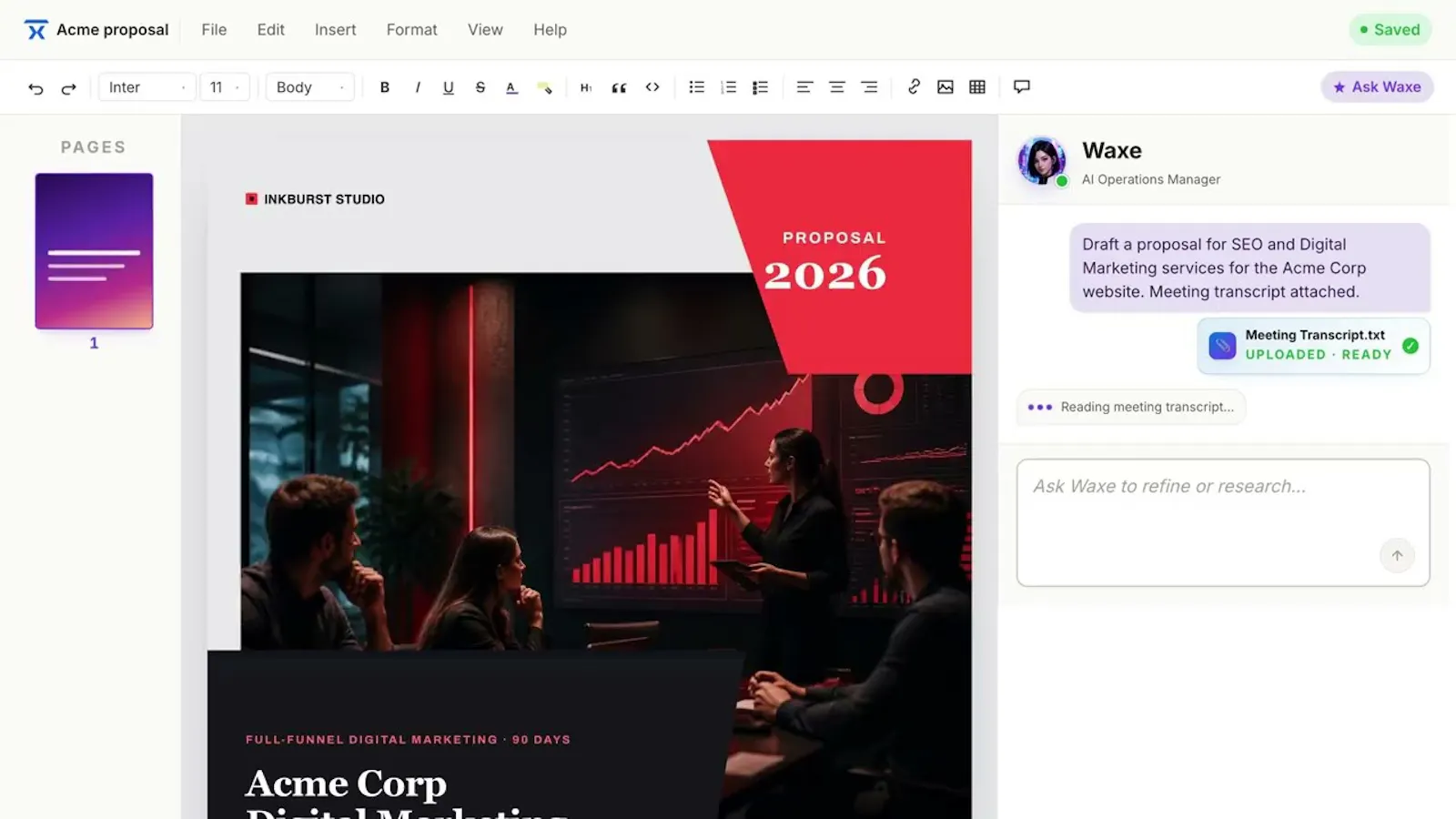 waxTable AI Document Workspace screenshot 1 (video preview)