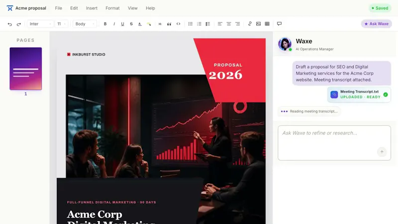 waxTable AI Document Workspace screenshot 1 (video preview)