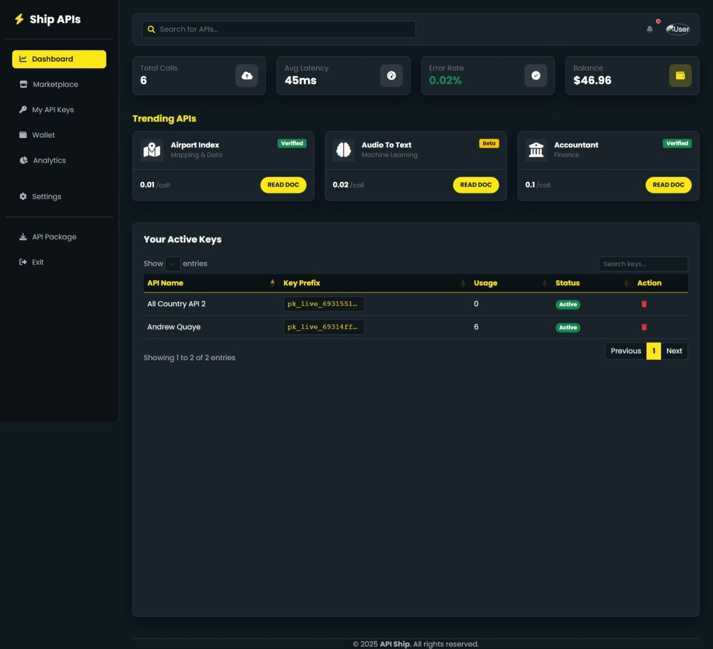 API Ship Code - Screenshot 2 showing product features and functionality