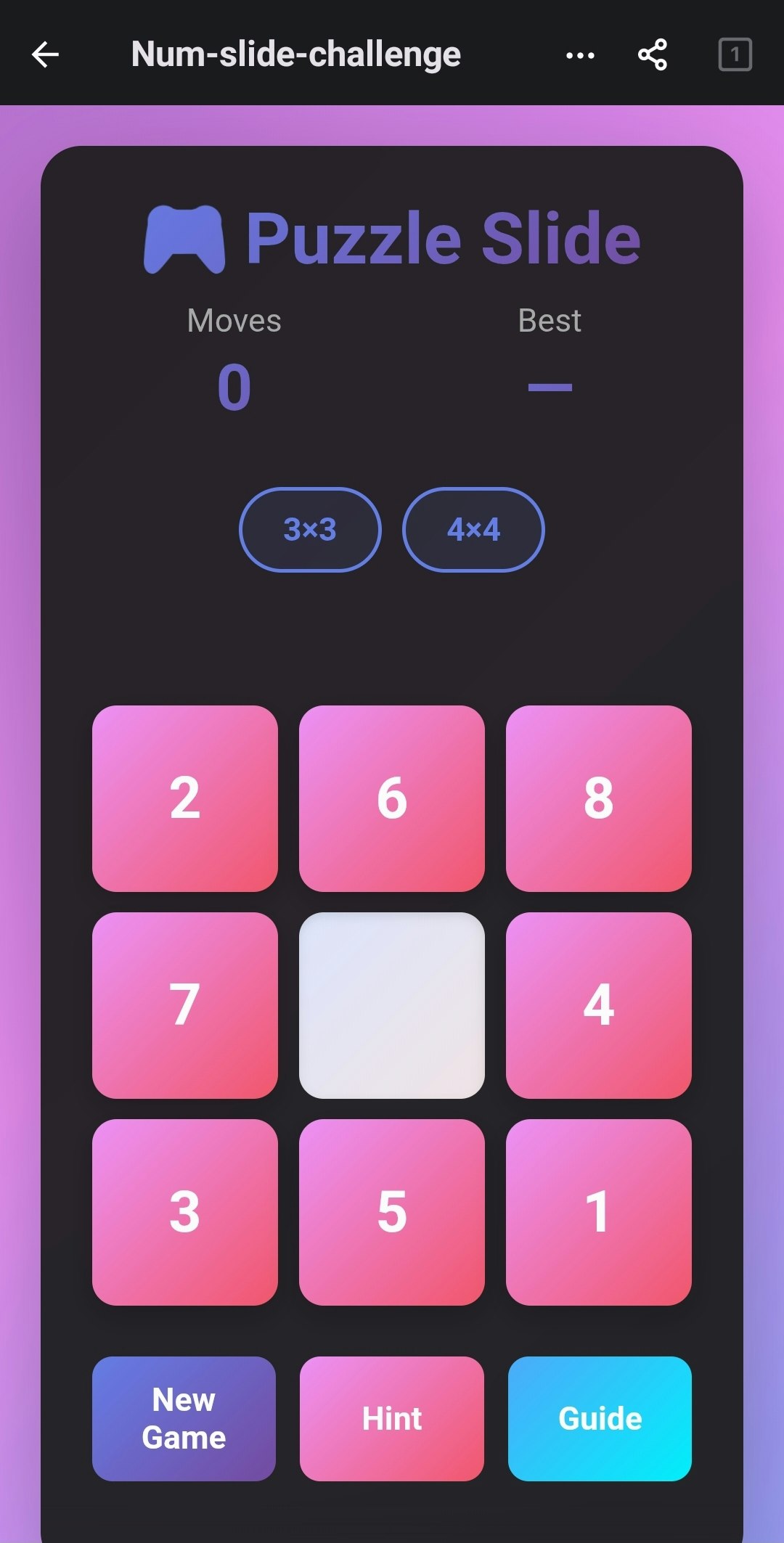 Num sliding challenge  - Screenshot 2 showing product features and functionality