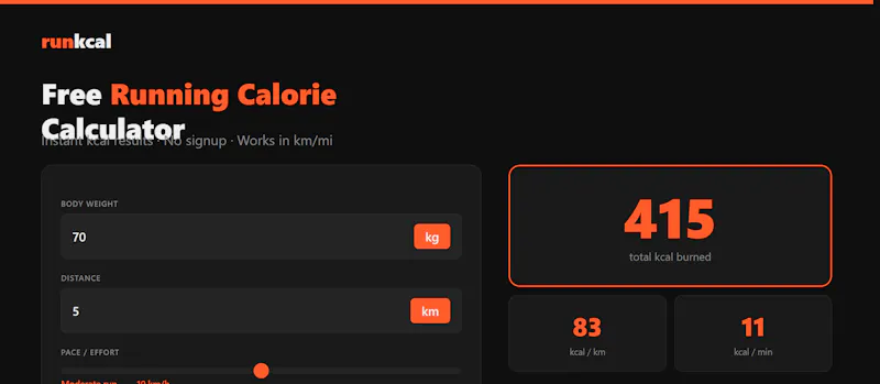 RunKcal — Run Calorie Calculator screenshot 1
