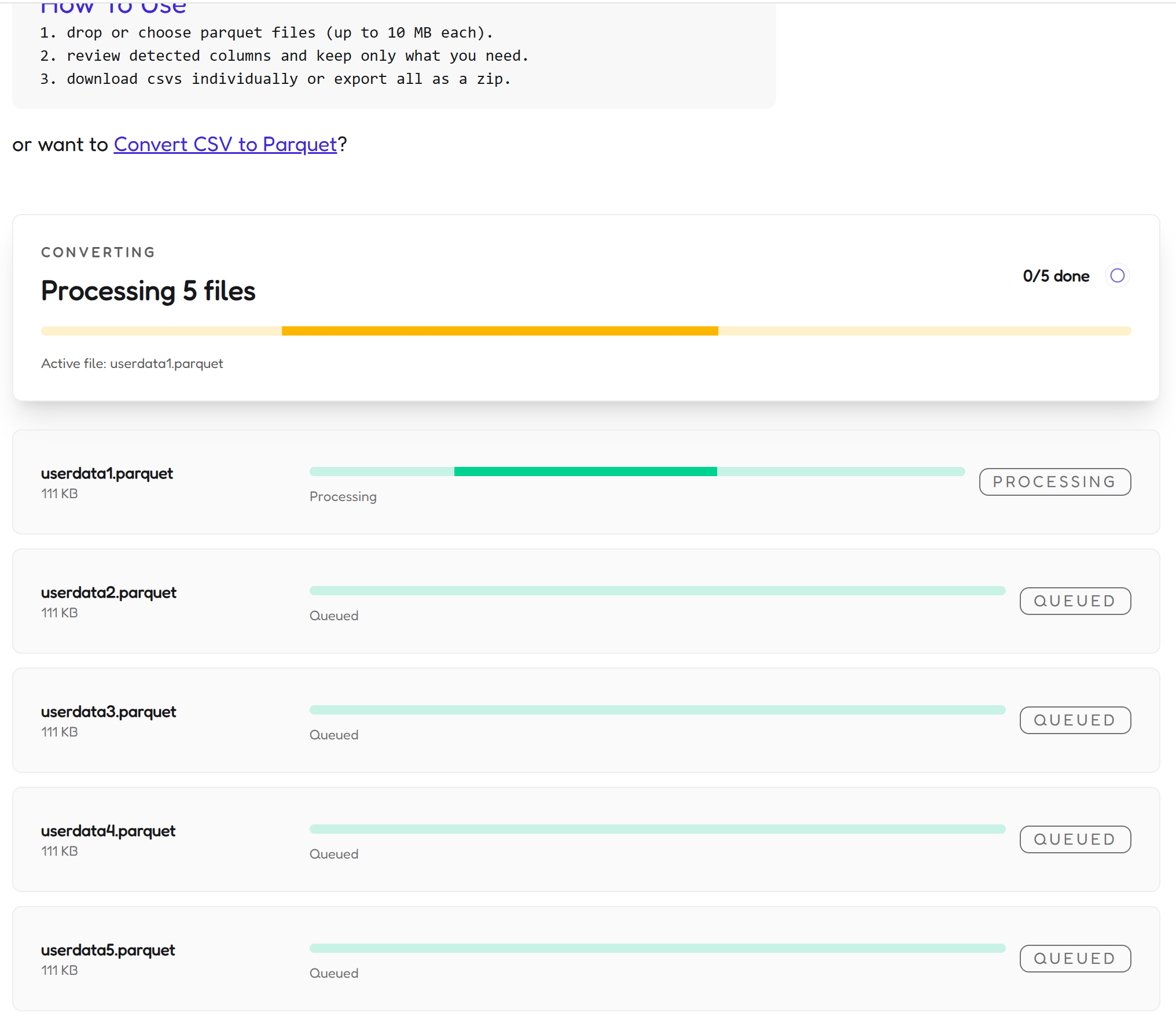 Parquet to CSV Converter gallery image