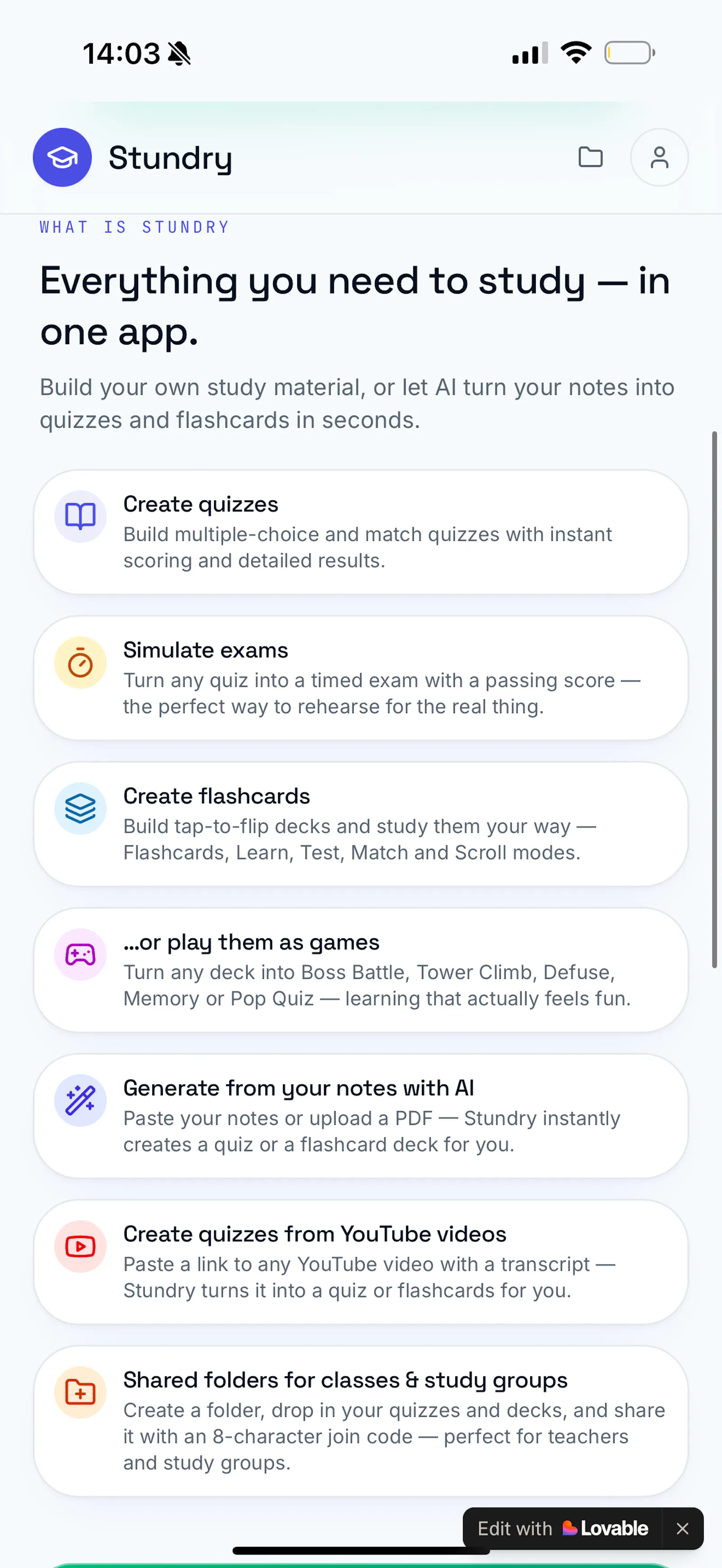Stundry — Master any subject screenshot 1