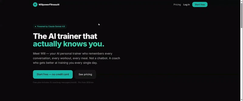 WillpowerFitnessAI screenshot 1 (video preview)