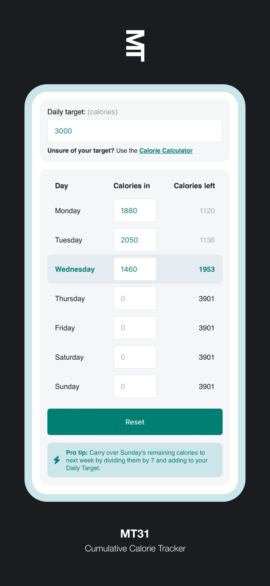 MT31 - Cumulative Calorie Tracker media 1