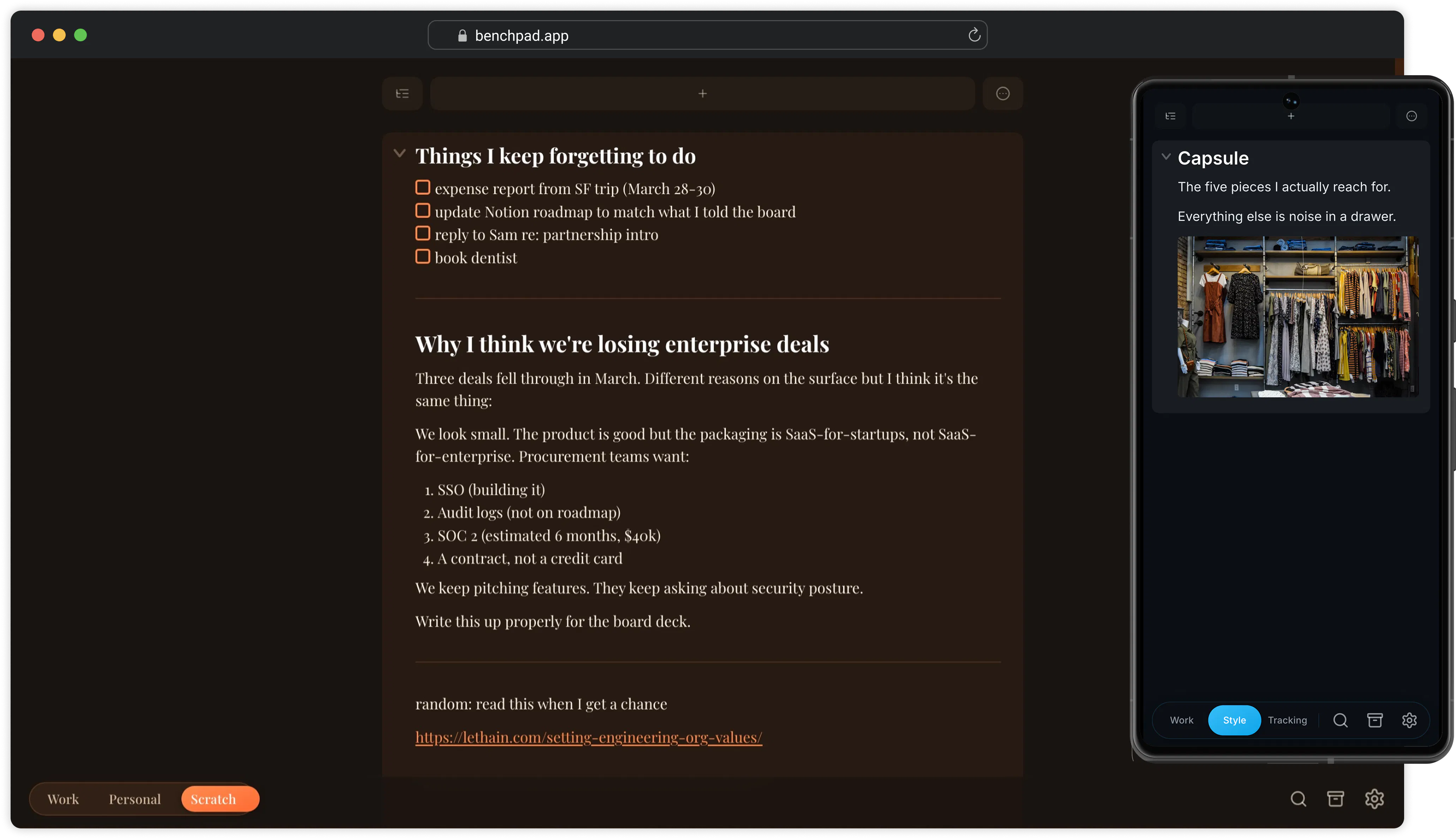 Benchpad: Scratchpad Notes gallery image