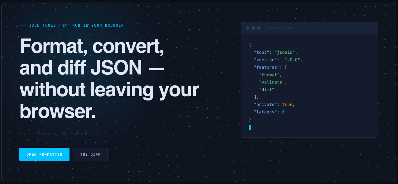 Jsonic — Fast Private JSON Tools gallery image