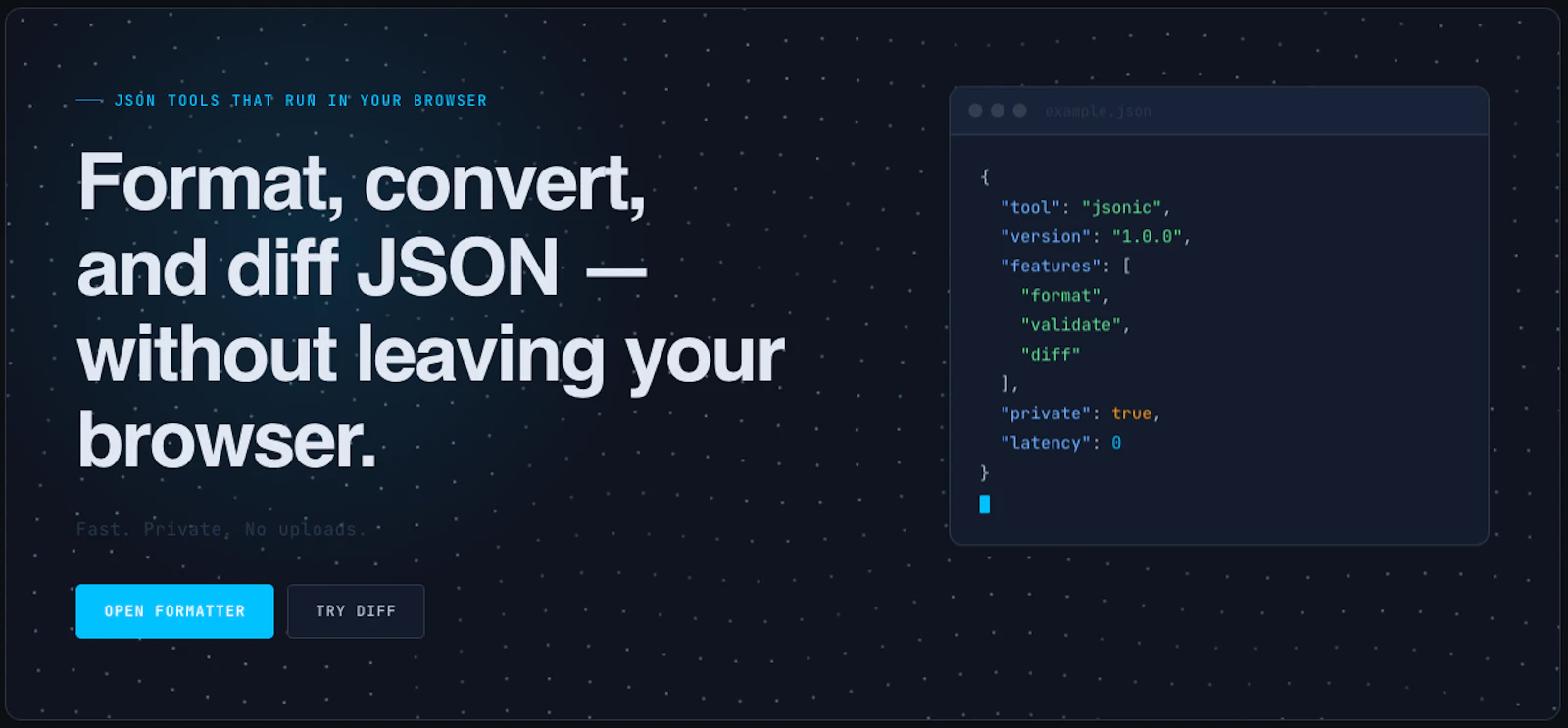 Jsonic — Fast Private JSON Tools screenshot 1